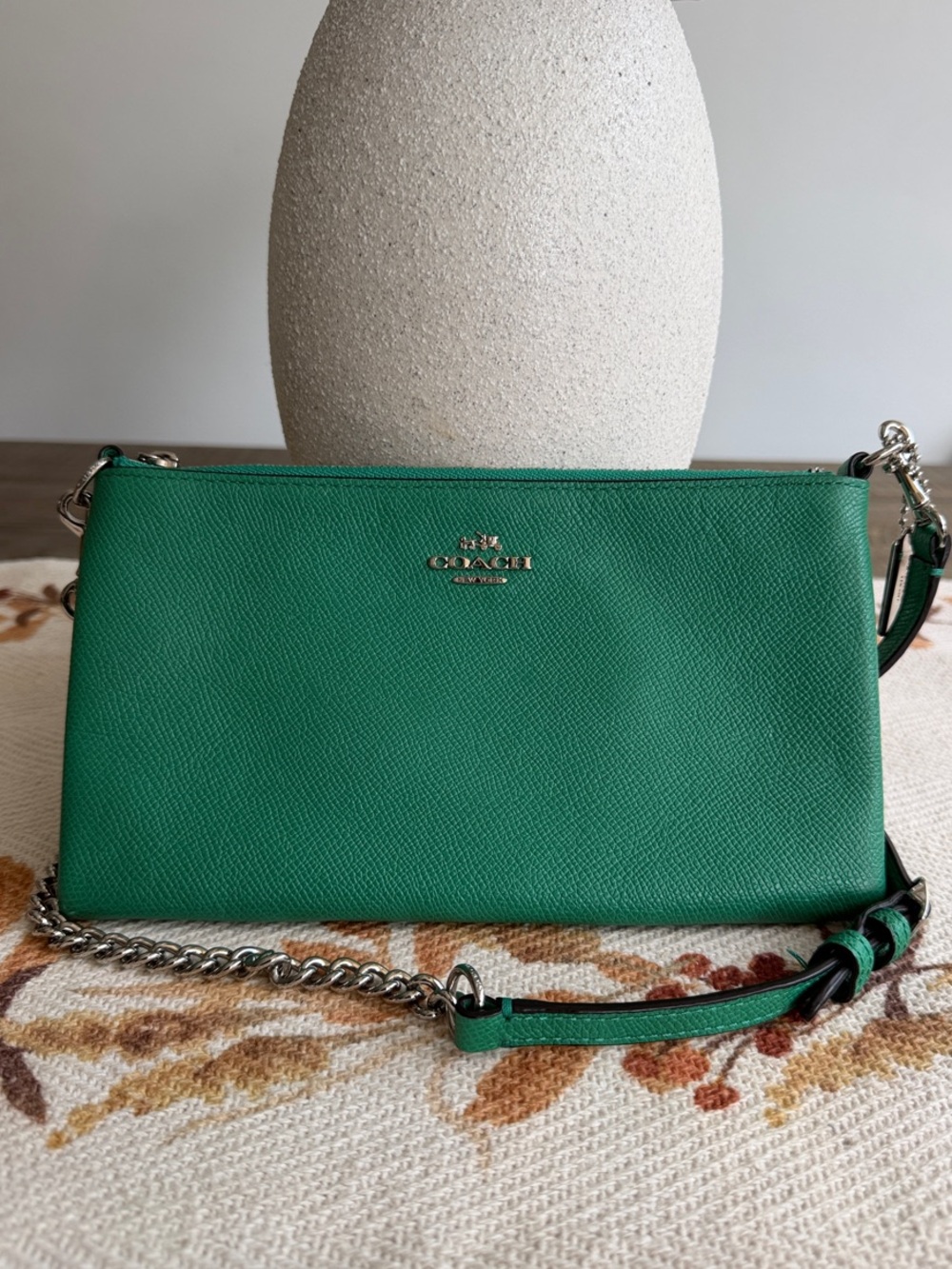 Coach Green Leather Chain Strap Crossbody